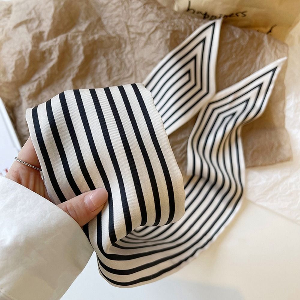 Silk Tie Striped - Elegante gestreepte Franse stropdas Vrouwelijke sjaal