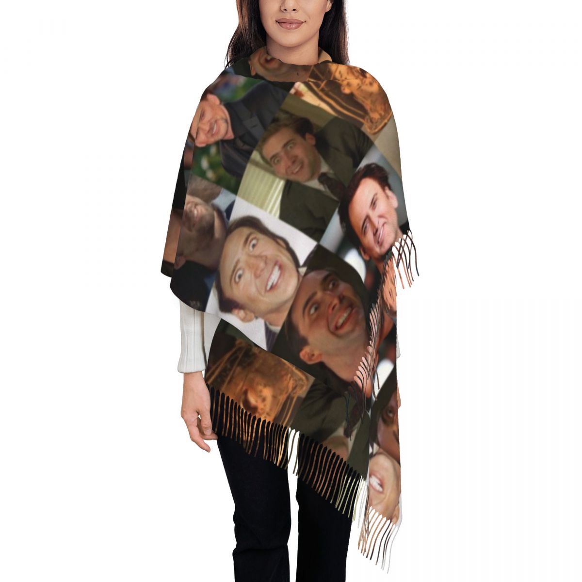 Pashmina Wrap Large - Nicolas Cage Grappig Gezicht Meme Sjaal