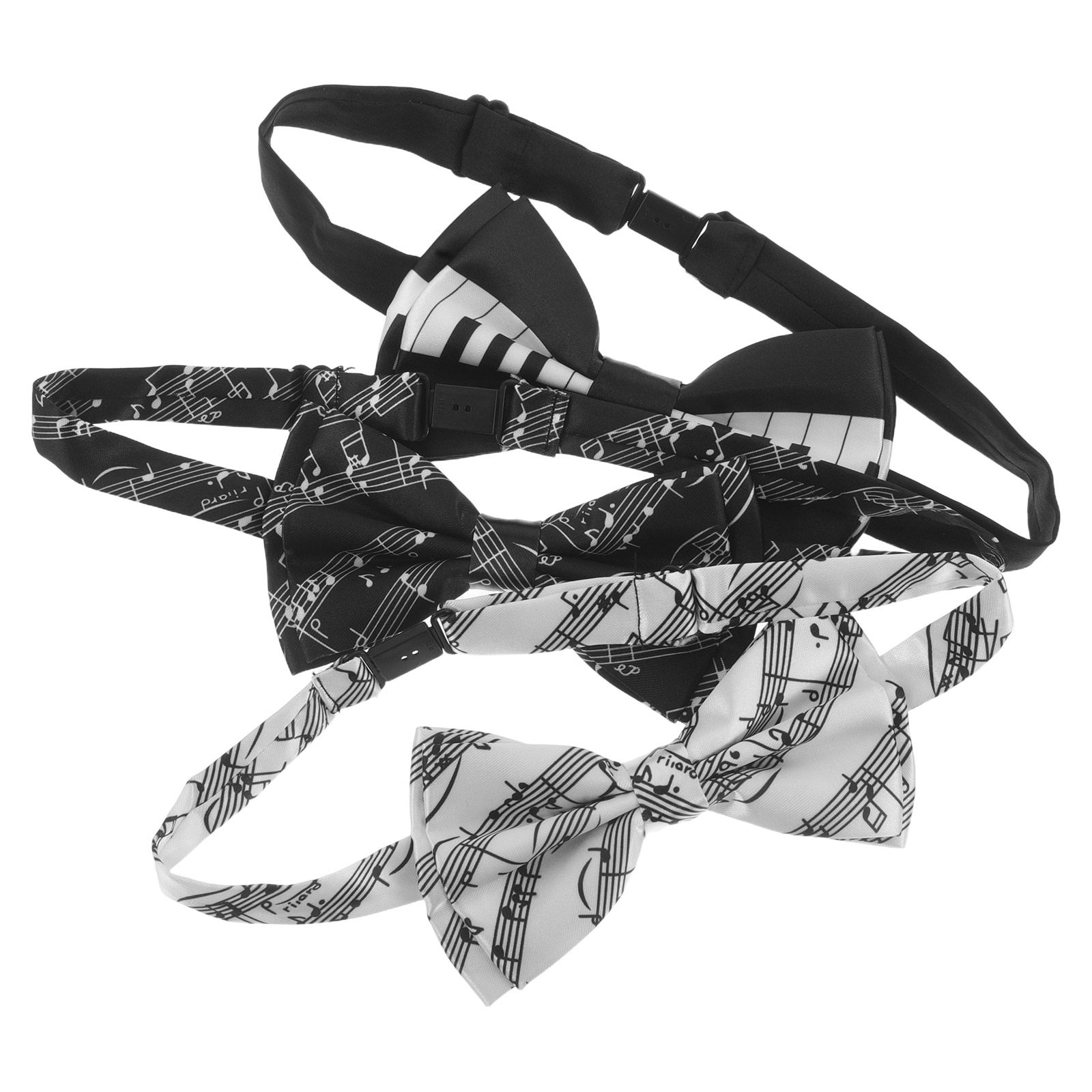 Bow Tie Pre Tied - 3 stuks Vlinderdas met Pianothema, Voorgeknoopte