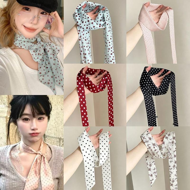 Ascot Neck Scarf - Polka Dot bloemenprint zijden sjaal dunne