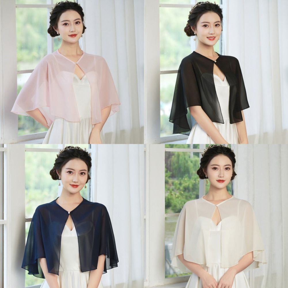 Stole Wedding Shawl - Vintage doorschijnende chiffon capelet, lichtgewicht ontwerp,