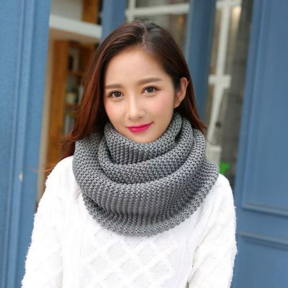 Infinity Scarf Knit - Effenkleurige Infinity Loop Sjaal, Ademende Verdikte