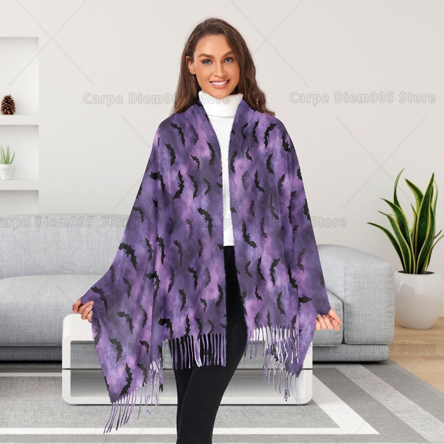 Aquarel Paars Vrouwen Hallowee - Pashmina Wrap Large recensie en prijs