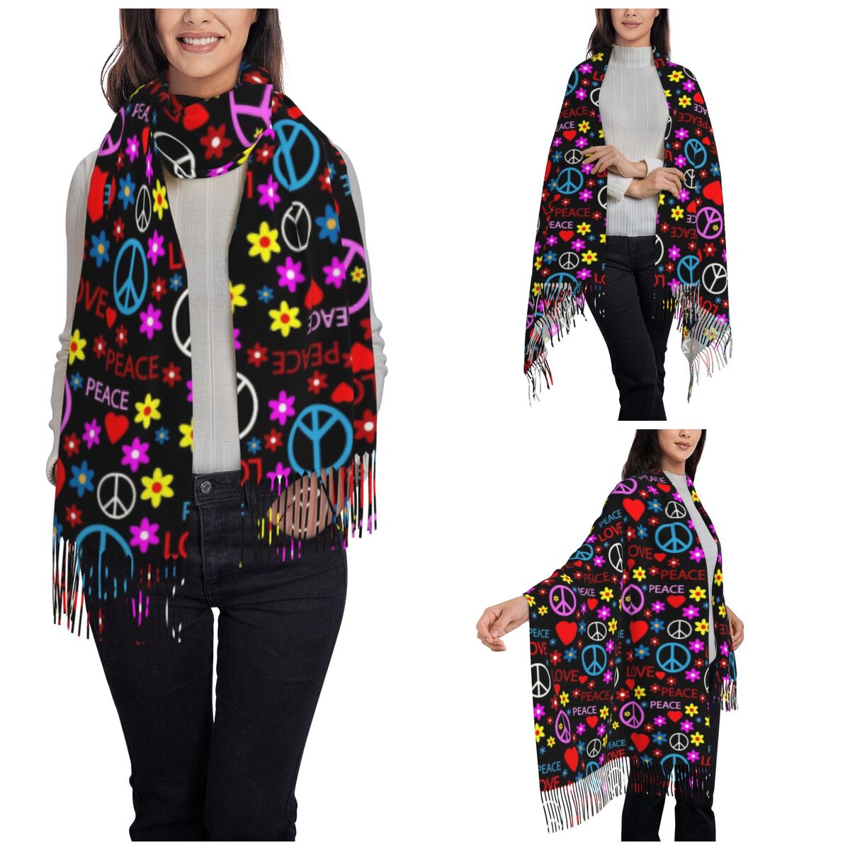 Peace Foral Love Patroon Sjaal - Pashmina Wrap Large recensie en prijs