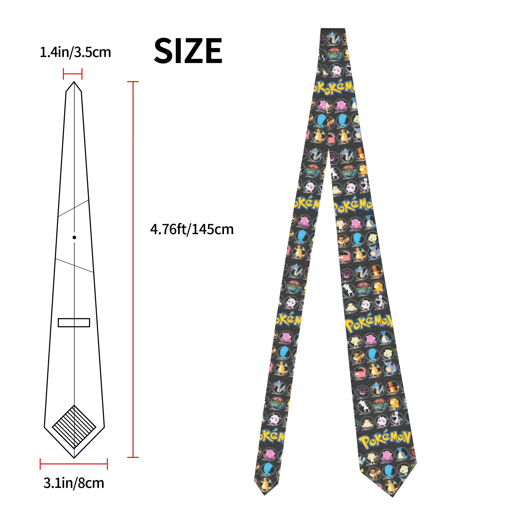 Cartoon Pokemon-personages Str - Skinny Tie Men recensie en prijs